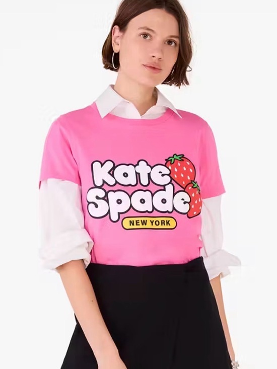 kate spade Tops - NWT Kate spade strawberry candy tshirt pink size xl